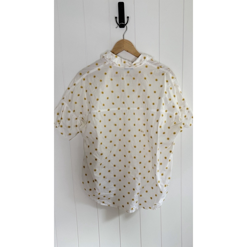 Madewell Sun Embroidered White & Yellow Courier Oversized Blouse Top Shirt S Sun - Picture 10 of 12